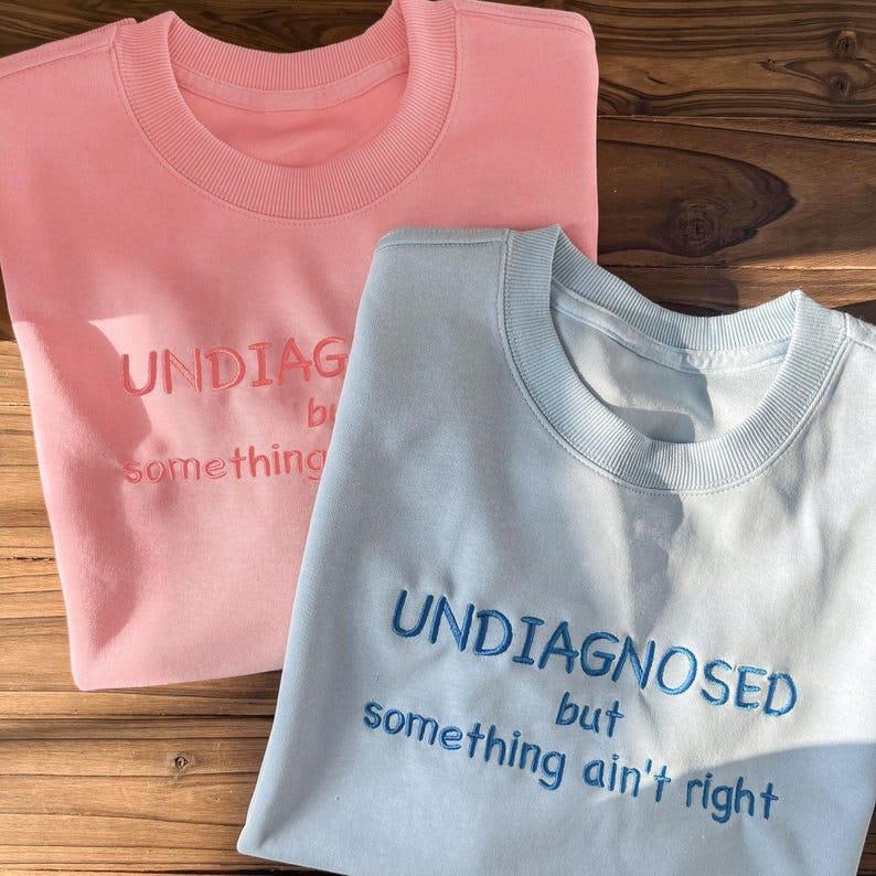 UNDIAGNOSED BUT SOMETHING AIN'T RIGHT EMBROIDERED SWEATSHIRT LL - 0045