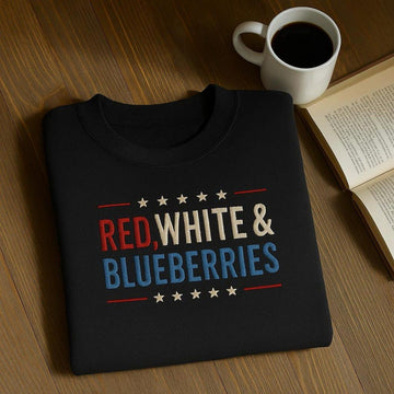 EMBROIDERED RED WHITE & BLUEBERRIES SWEATSHIRT LL - 0041