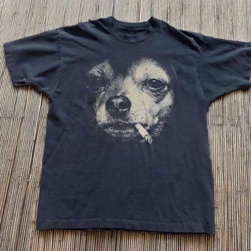 SMOKING CHIHUAHUA SHIRT, VINTAGE Y2K GRUNGE DOG GRAPHIC TEE BT-0077