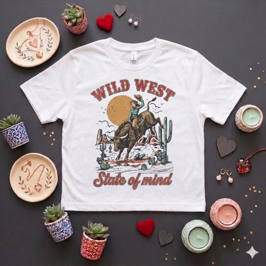 WILD WEST STATE OF MIND VINTAGE 90S GRAPHIC YOUTH AND ADULTS T-SHIRT - BT 0082