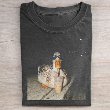 COOL DUCK ICED COFFEE SHIRT, FUNNY MEME DUCK TEE LL - 0185
