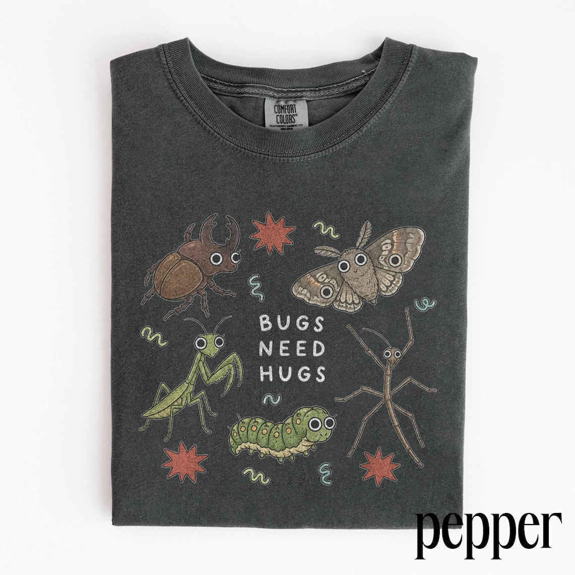 Cute Insect Friends Graphic Tee, Bugs Need Hugs Science Teacher T-Shirt AK-0100