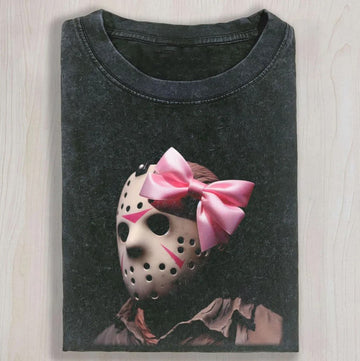 PINK HORROR MASK COQUETTE HALLOWEEN T-SHIRT TR-00297