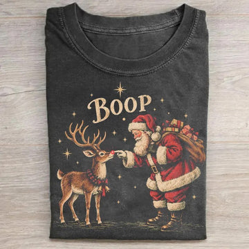 VINTAGE SANTA RUDOLPH CHRISTMAS TSHIRT, FUNNY BOOP CREWNECK  LL - 0310