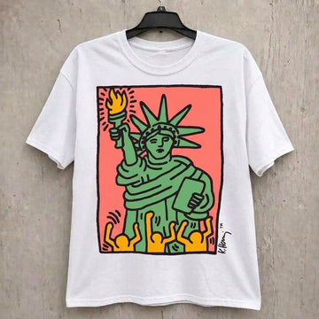 Retro Liverty Statue Keith Haring Tee Shirt B-00189