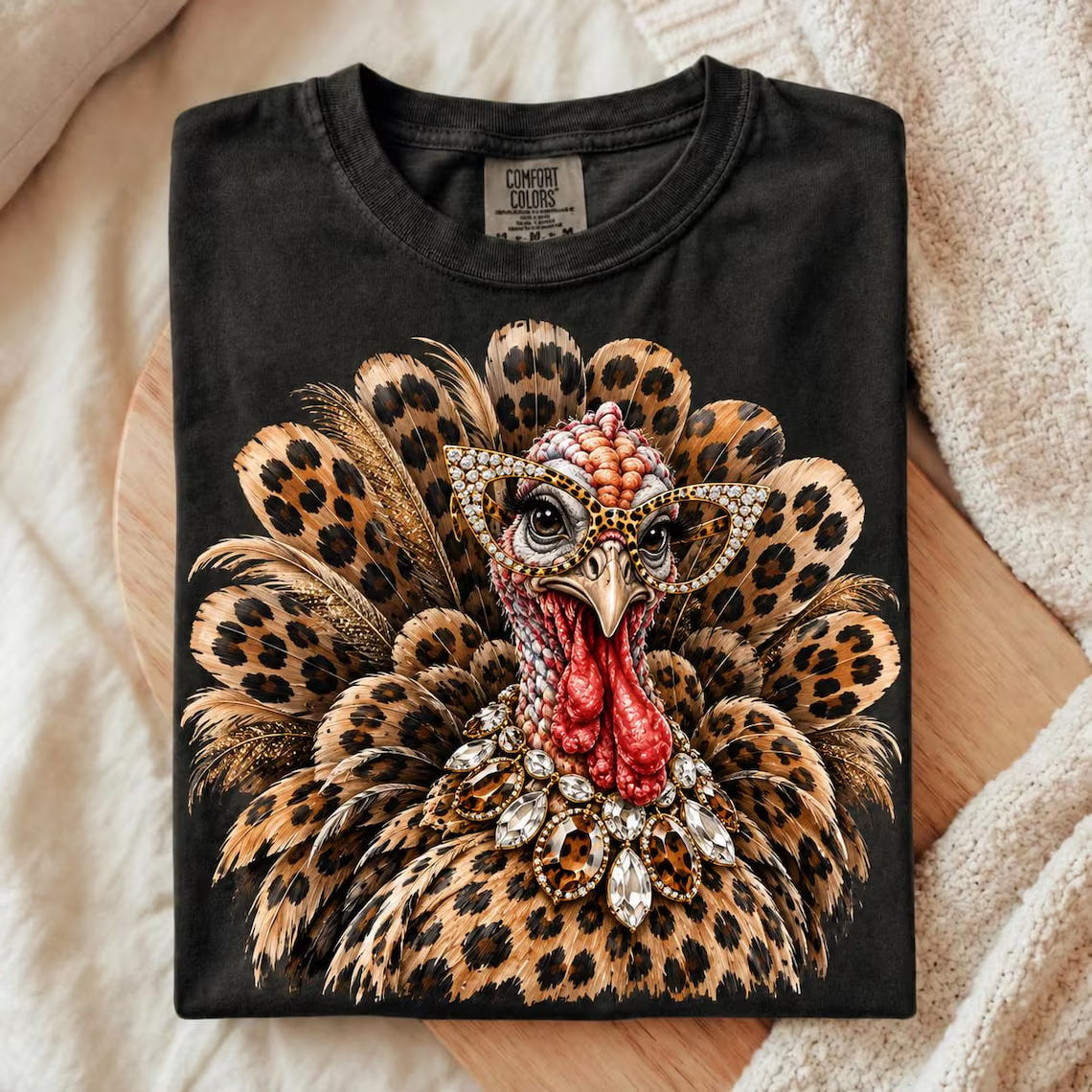 GLAM TURKEY SHIRT, THANKSGIVING TEE, TURKEY LOVER GIFT, LEOPARD SUNGLASSES THANKSGIVING T-SHIRt LL - 0320