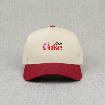 Retro Diet Coke Embroidery Baseball Hat, Energy Drink Fan, Conquette Bow Cute Cap B-0053