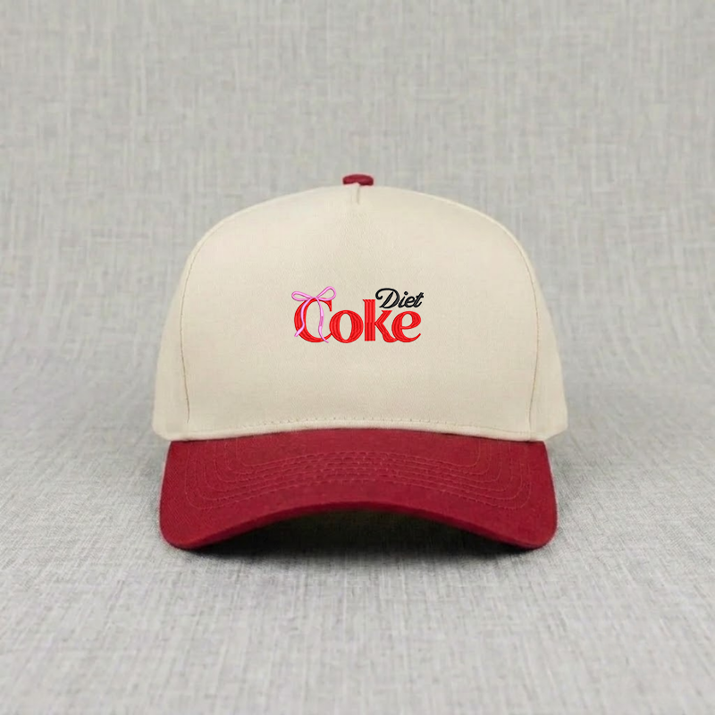 Retro Diet Coke Embroidery Baseball Hat, Energy Drink Fan, Conquette Bow Cute Cap B-0053