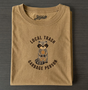 LOCAL TRASH GARBAGE PERSON RACCOON EMBROIDERED SHIRT AV-0027