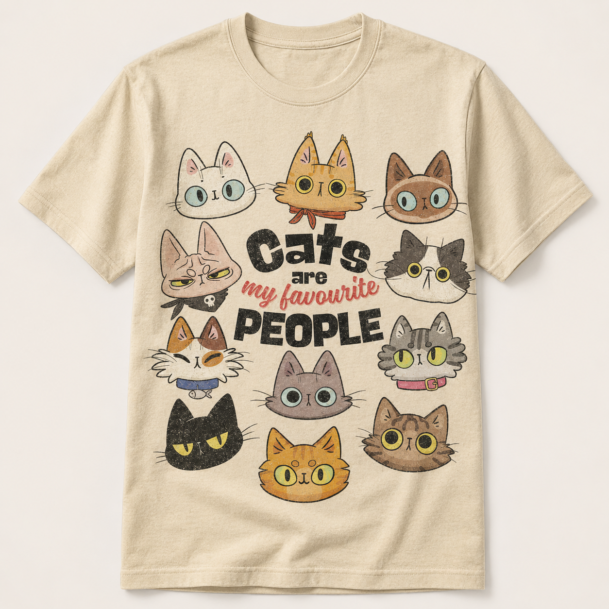 CATS ARE MY FAVORITE PEOPLE VINTAGE TEE AV-00258