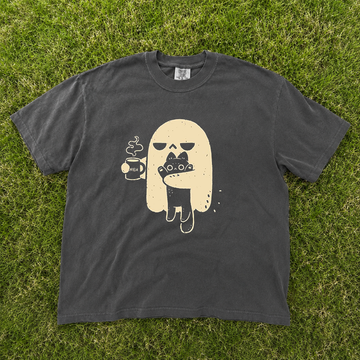Angry Ghost and Cat Graphic T-shirt, Coffee Lover Shirt, Halloween Vibes, Spooky Season B-00160