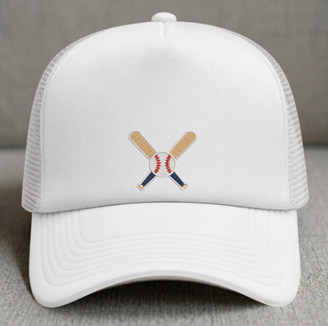 BASEBALL BAT AND BALL EMBROIDERED TRUCKER HAT MC-0003