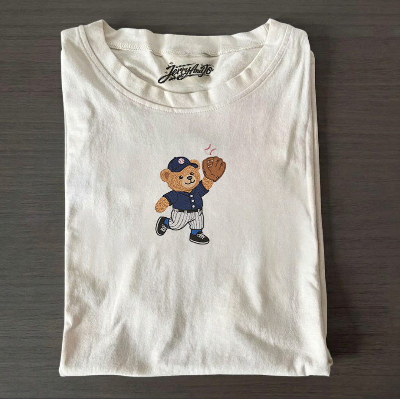 BASEBALL TEDDY BEAR EMBROIDERED TEE MC-0010