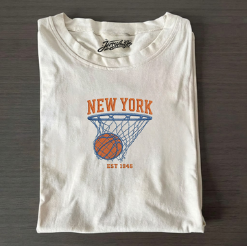 NEW YORK BASKETBALL EMBROIDERED TEE MC-0012