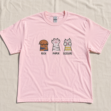 CAT ROCK PAPER SCISSORS EMBROIDERED TEE MC-0027