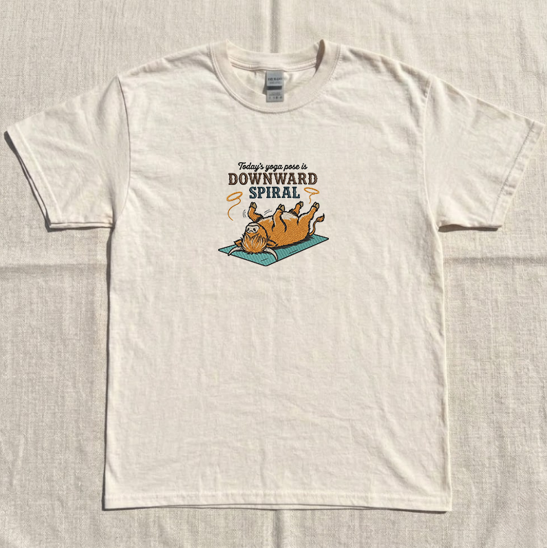 FUNNY YOGA COW EMBROIDERED TEE MC-0037