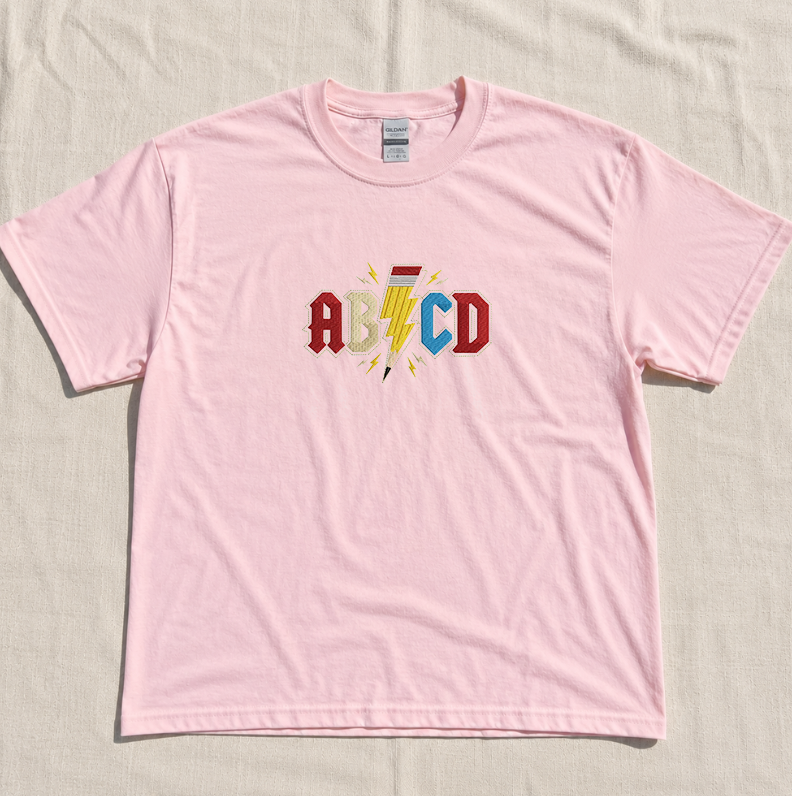 ABCD TEACHER EMBROIDERED TEE MC-0044
