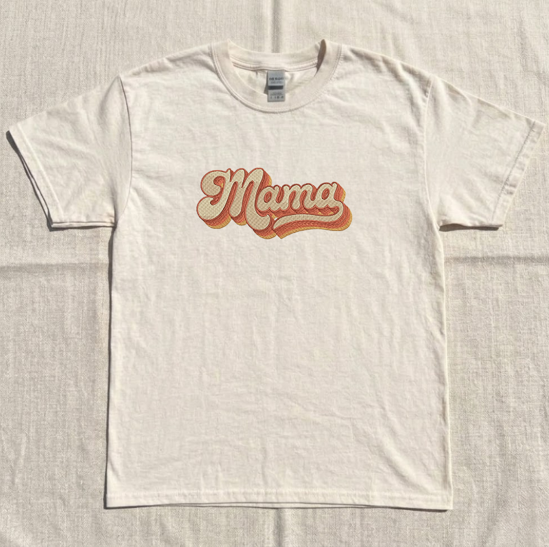 MAMA RETRO LAYERED EMBROIDERED TEE MC-0046