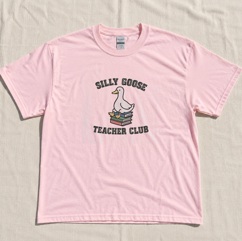 SILLY GOOSE TEACHER EMBROIDERED TEE MC-0043