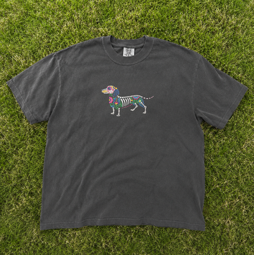 SKELETON DACHSHUND EMBROIDERED TEE MC-0050
