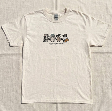 HALLOWEEN RACCOON EMBROIDERED TEE MC-0032