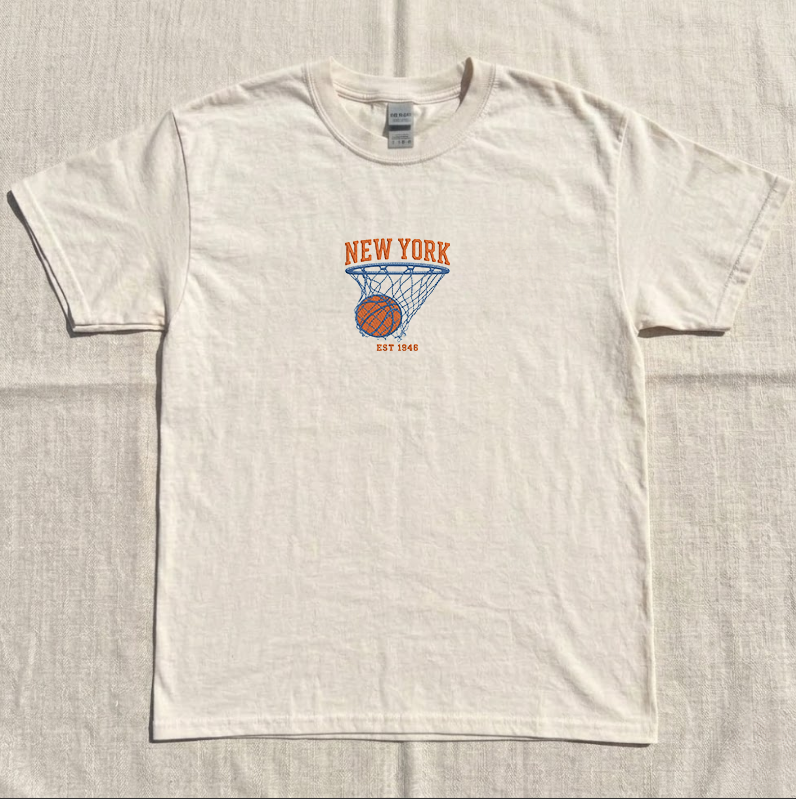 NEW YORK BASKETBALL EMBROIDERED TEE MC-0012