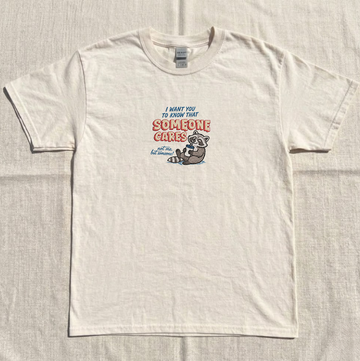 SOMEONE CARES FUNNY RACCOON EMBROIDERED TEE MC-0022