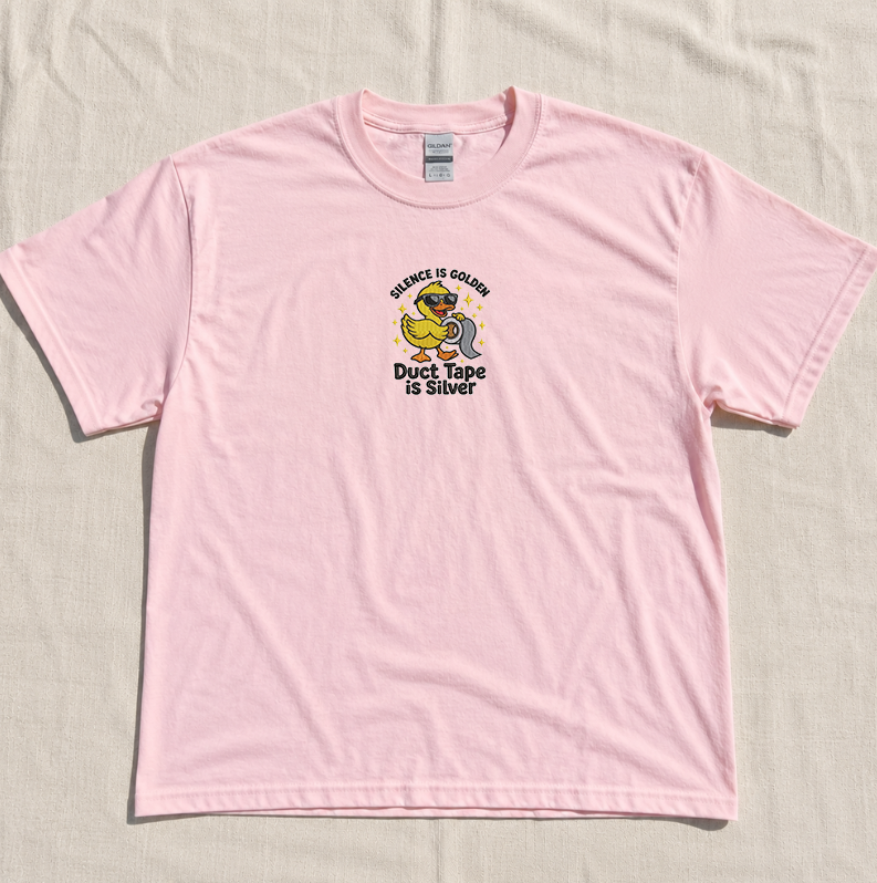 SILENCE IS GOLDEN DUCT TAPE IS SILVER EMBROIDERED TEE MC-0016