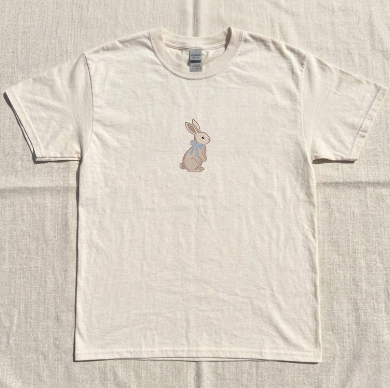 RIBBON RABBIT EMBROIDERED TEE MC-0007