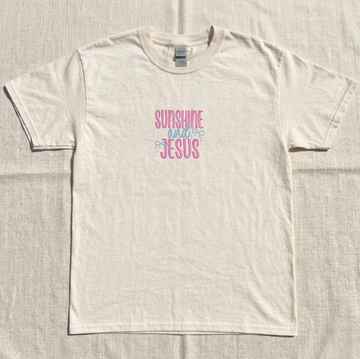 SUNSHINE AND JESUS EMBROIDERED TEE MC-0018