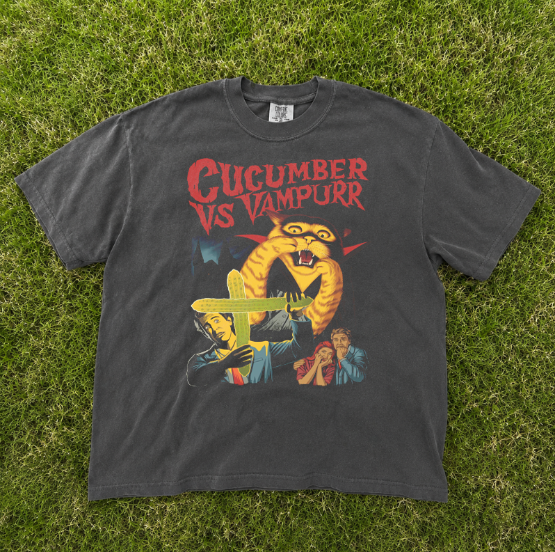 CUCUMBER VS VAMPURR HALLOWEEN CAT GRAPHIC SHIRT MC-0114