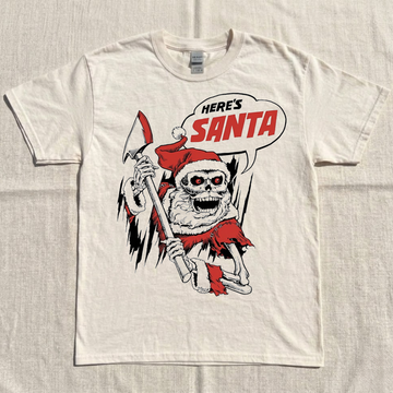 VINTAGE HERE'S SANTA GRAPHIC SHIRT, FUNNY CHRISTMAS HORROR SHIRT MC-0135