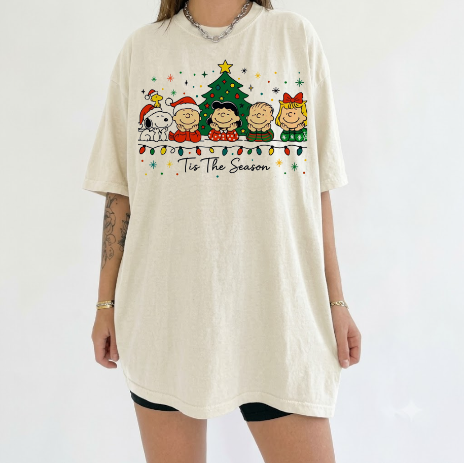 VINTAGE TIS THE SEASON CHRISTMAS TEE, SNOOPY GRAPHIC SHIRT MC-0136