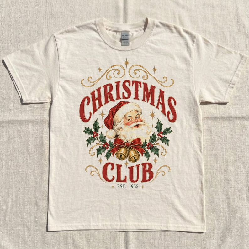 VINTAGE CHRISTMAS CLUB SHIRT, RETRO SANTA CLAUS SHIRT MC-0134