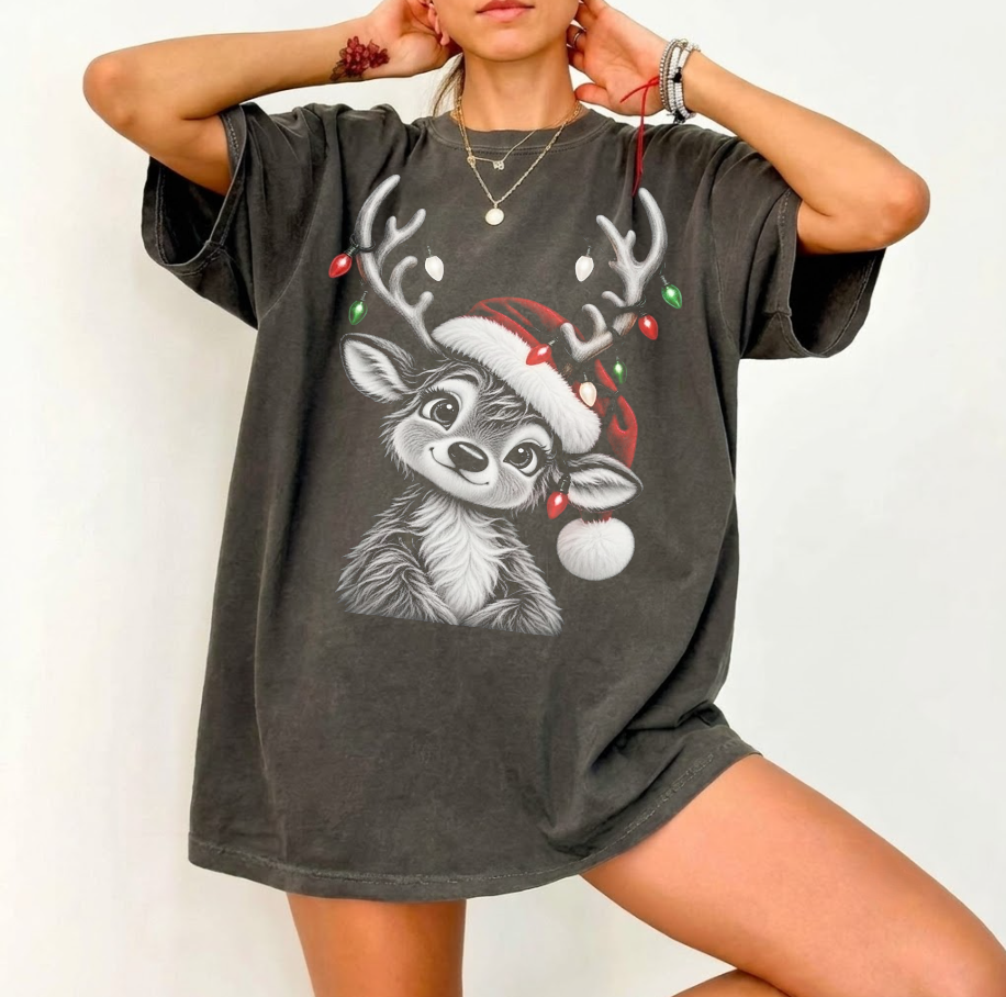 VINTAGE REINDEER CHRISTMAS GRAPHIC SHIRT MC-0139