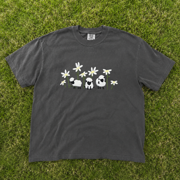 CUTE SHEEP IN DAISY FIELD EMBROIDERED TEE CT-0028