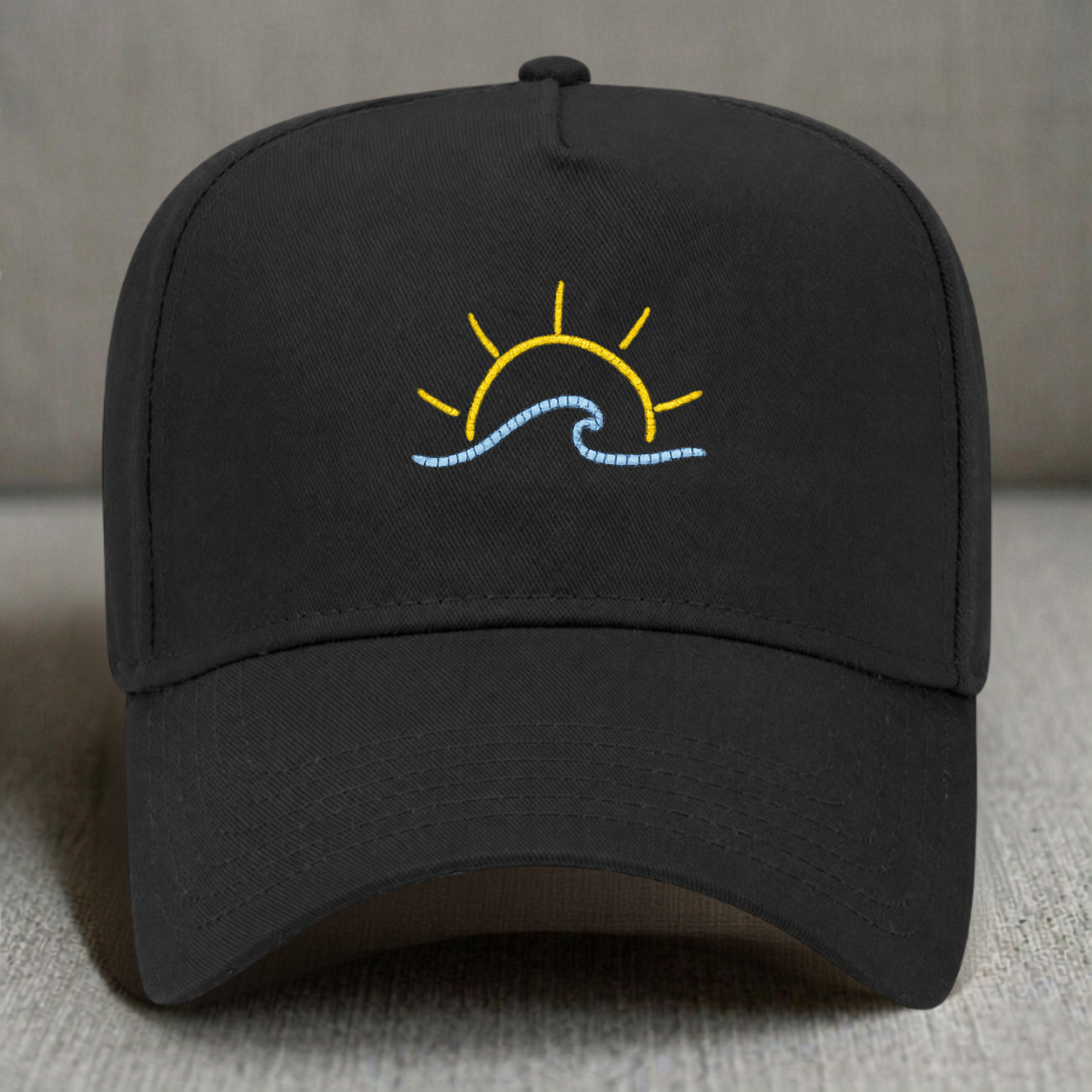 MINIMALIST SUN AND OCEAN WAVE EMBROIDERED HAT CT-0005