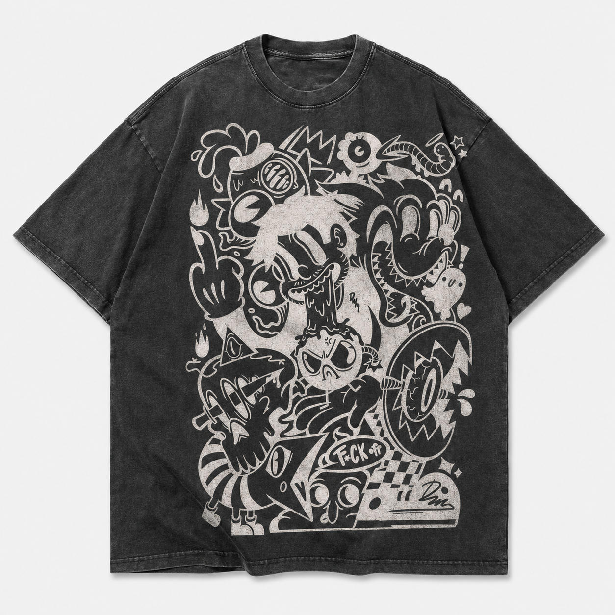 CHAOTIC CARTOON DOODLE VINTAGE TEE AV-00265
