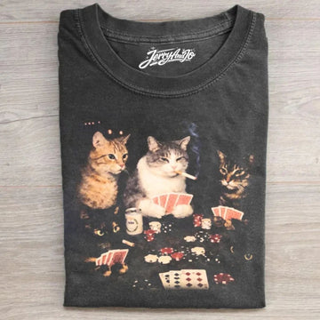 RETRO FUNNY GAMBLING CAT SHIRT NN-0125