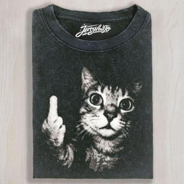 RETRO CAT MIDDLE FINGER SHIRT NN-0159