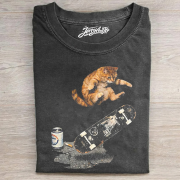 VINTAGE SKATEBOARDING CAT SHIRT NN-0179