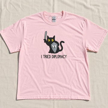 I TRIED DIPLOMACY FUNNY CAT EMBROIDERED TEE NN-0040