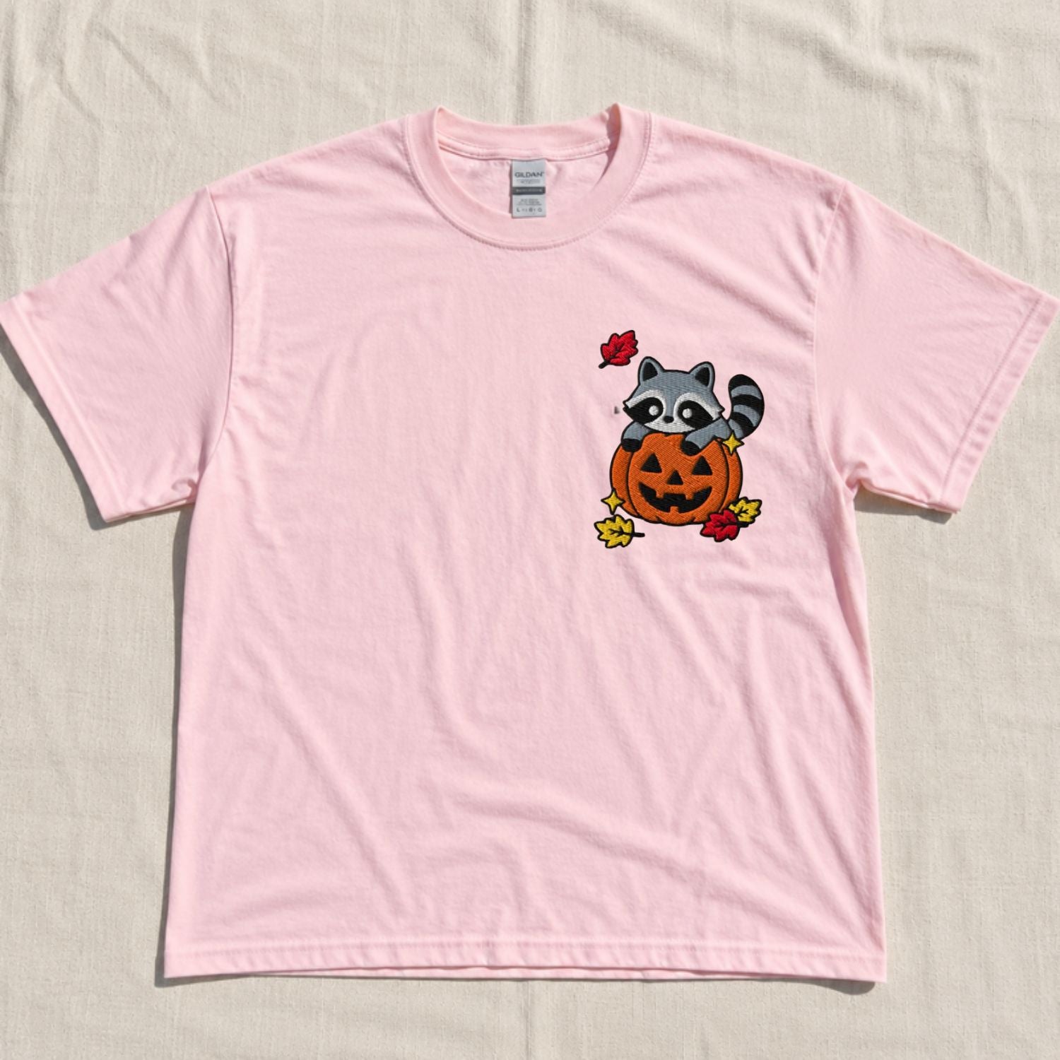 PUMPKIN PATCH RACCOO HALLOWEEN EMBROIDERED TEE NN-0058