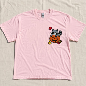 PUMPKIN PATCH RACCOO HALLOWEEN EMBROIDERED TEE NN-0058