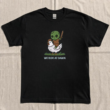 ZOMBIE CHICKEN WE RIDE AT DAWN EMBROIDERED TEE NN-0065