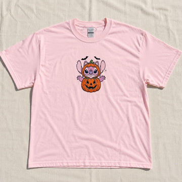ANGEL HALLOWEEN SPOOKY PUMPKIN EMBROIDERED TEE NN-0070
