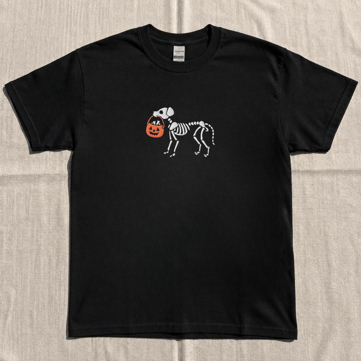SKELETON DOG HALLOWEEN EMBROIDERED TEE NN-0071