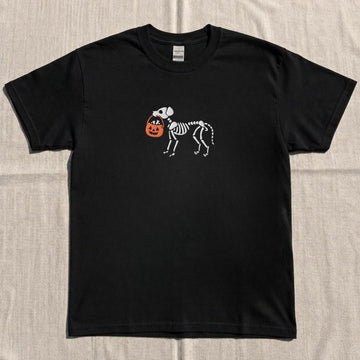 SKELETON DOG HALLOWEEN EMBROIDERED TEE NN-0071