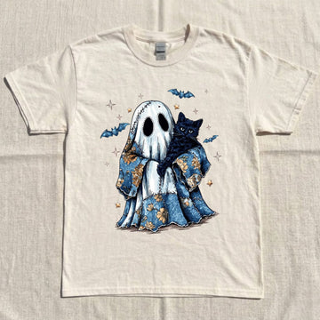 SPOOKY GHOST AND CAT SHIRT NN-0091