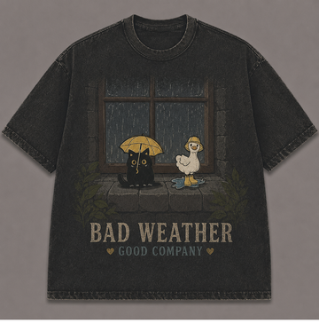 BAD WEATHER, BEST BUDDIES CAT & DUCK T-SHIRT AV-00176